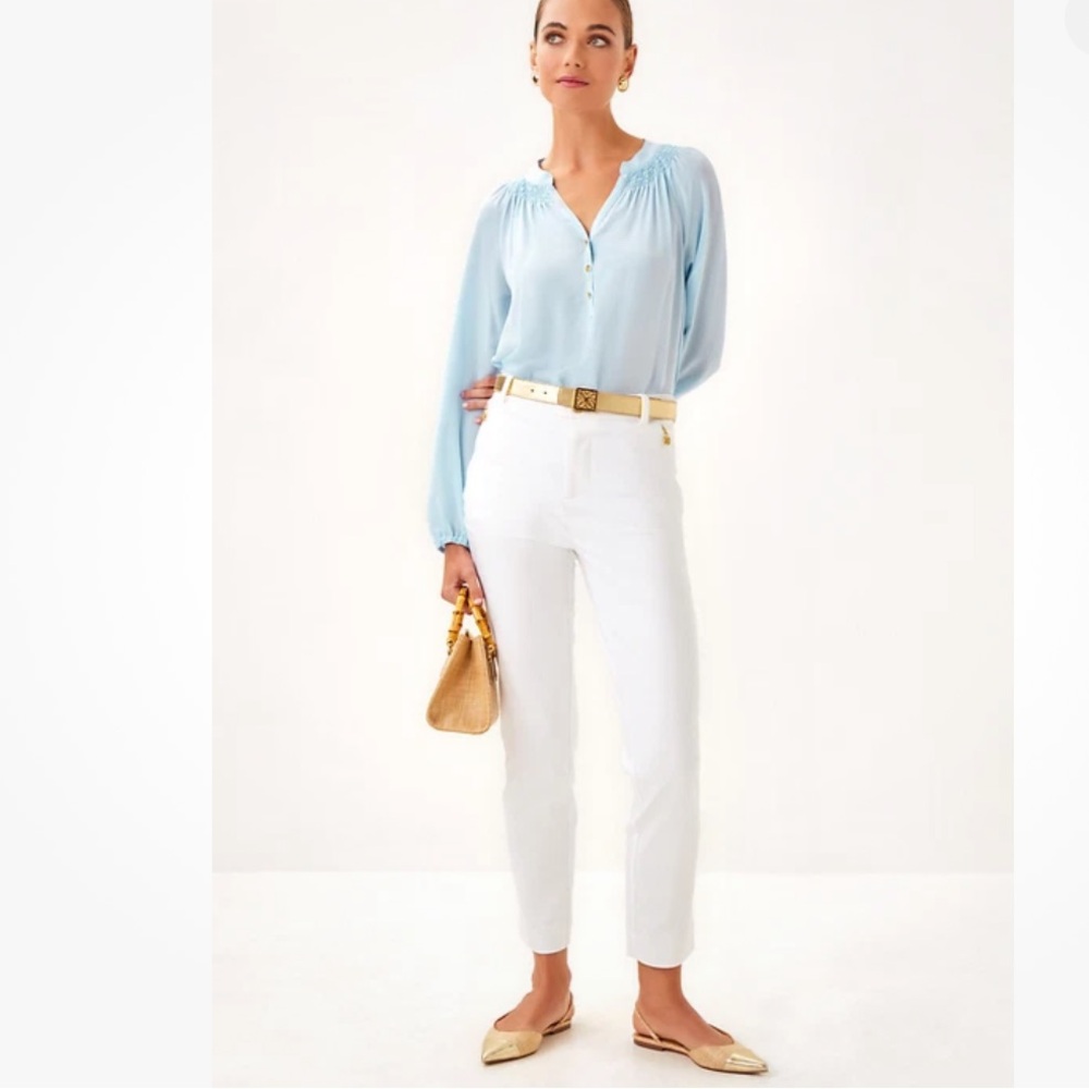 Lilly Pulitzer New Elsa Sky Blue Blouse Size Large - Picture 2 of 10